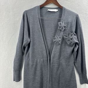 Anne Fontaine Sweater Women 42 Gray Wool Cardigan Linda Long Sleeve Luxury READ